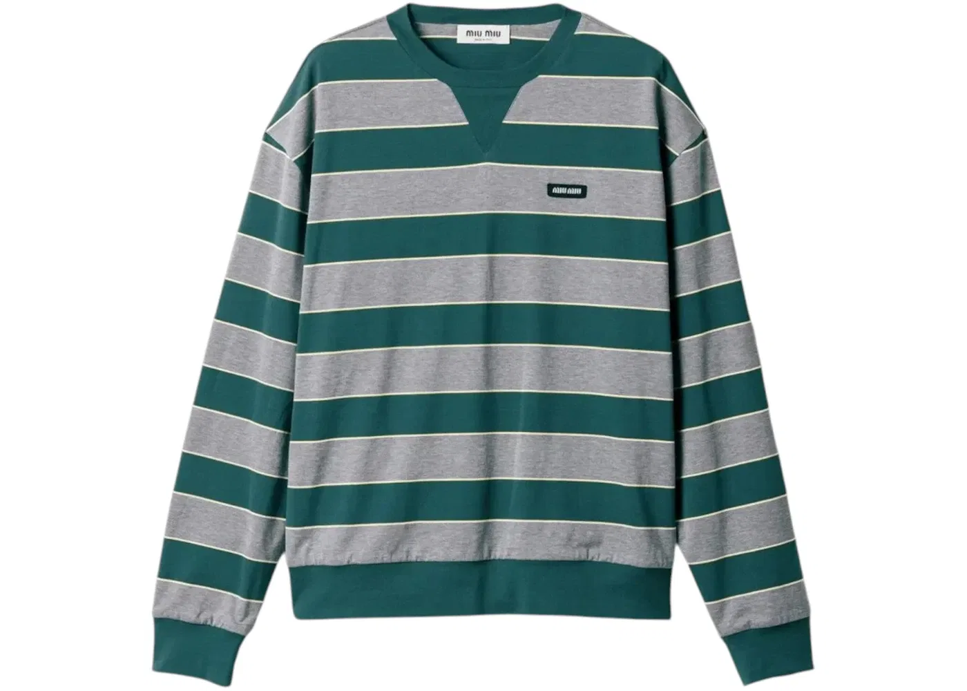 Женский свитшот в полоску Miu Miu, Bottle Green/Gray