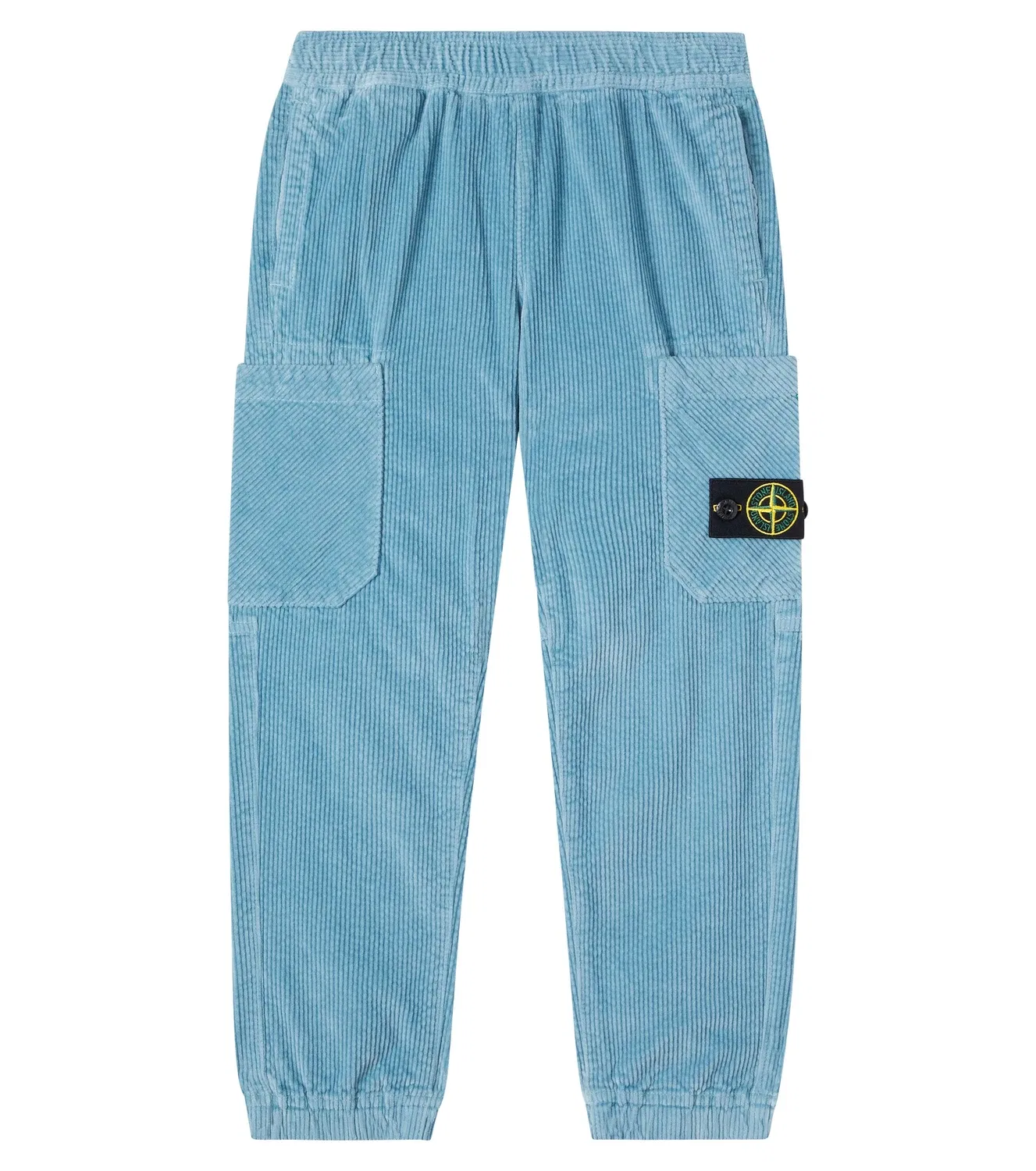 Карго-брюки из смесового хлопка в рубчик Stone Island Junior, синий