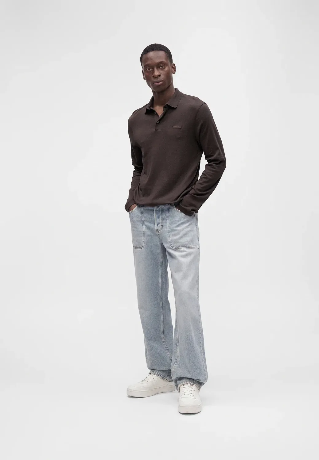 Облегающая футболка с логотипом Supima и длинными рукавами Calvin Klein, Black Coffee — фото 2
