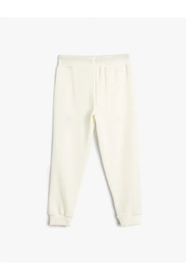 Детские спортивные штаны для мальчиков с принтом Slogan printed tie waist jogger sweatpants Koton, Ecru — фото 2