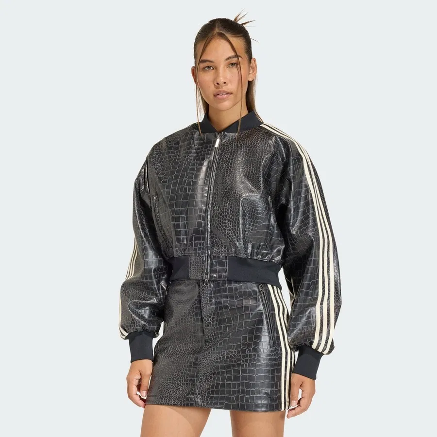 Куртка из экокожи с длинным рукавом Originals KE5035 PLEATHER JACKET adidas, Черный
