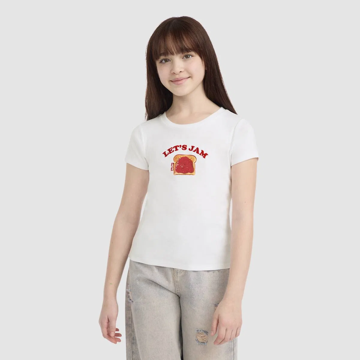Вязаный топ с коротким рукавом в рубчик для девочек 7-16 лет Levi's, Bright White