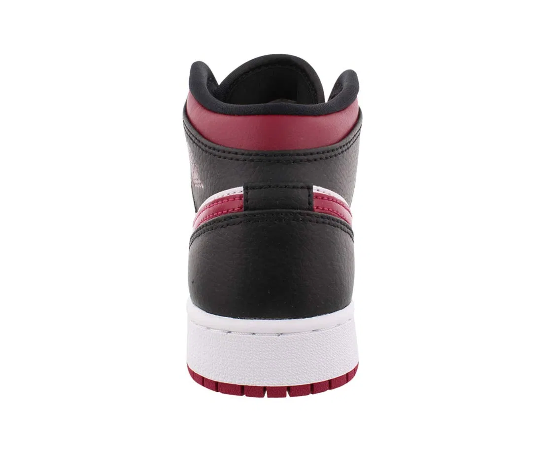 Детские кроссовки для мальчиков с принтом AIR JORDAN 1 Retro High OG Yellow Toe NIKE, Black Noble Red White — фото 4