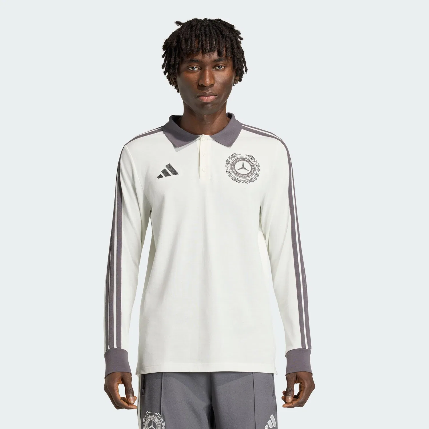 Мужское поло с длинным рукавом Silver Arrows Icon Adidas, цвет Weiss Dunkelgrau