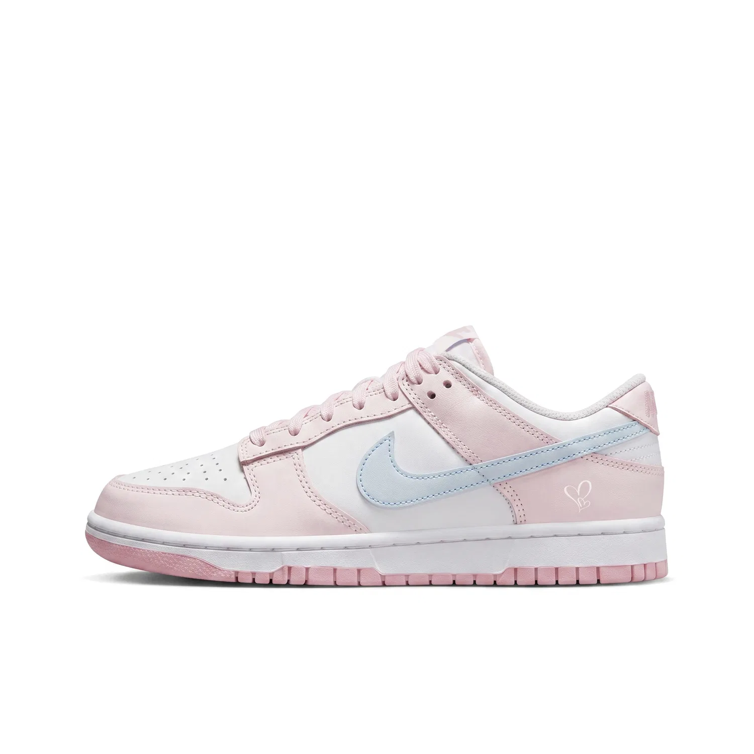 Детские кроссовки для скейтбординга с кожаным верхом Nike Dunk Low Junior, White Pink Blue-Box — фото 3