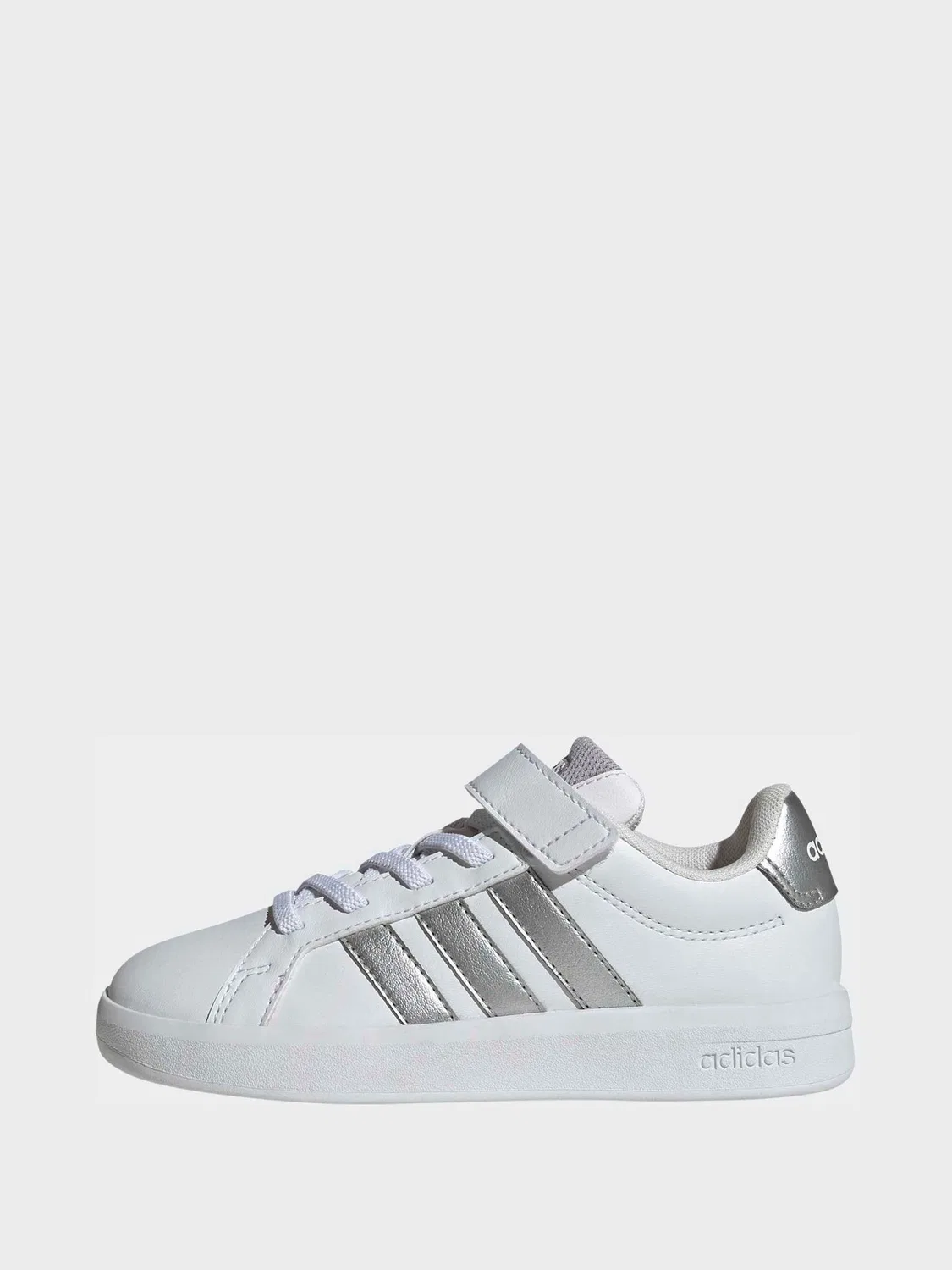 Кроссовки adidas Grand Court 3.0 Elastic Lace, белый/серебристый — фото 2