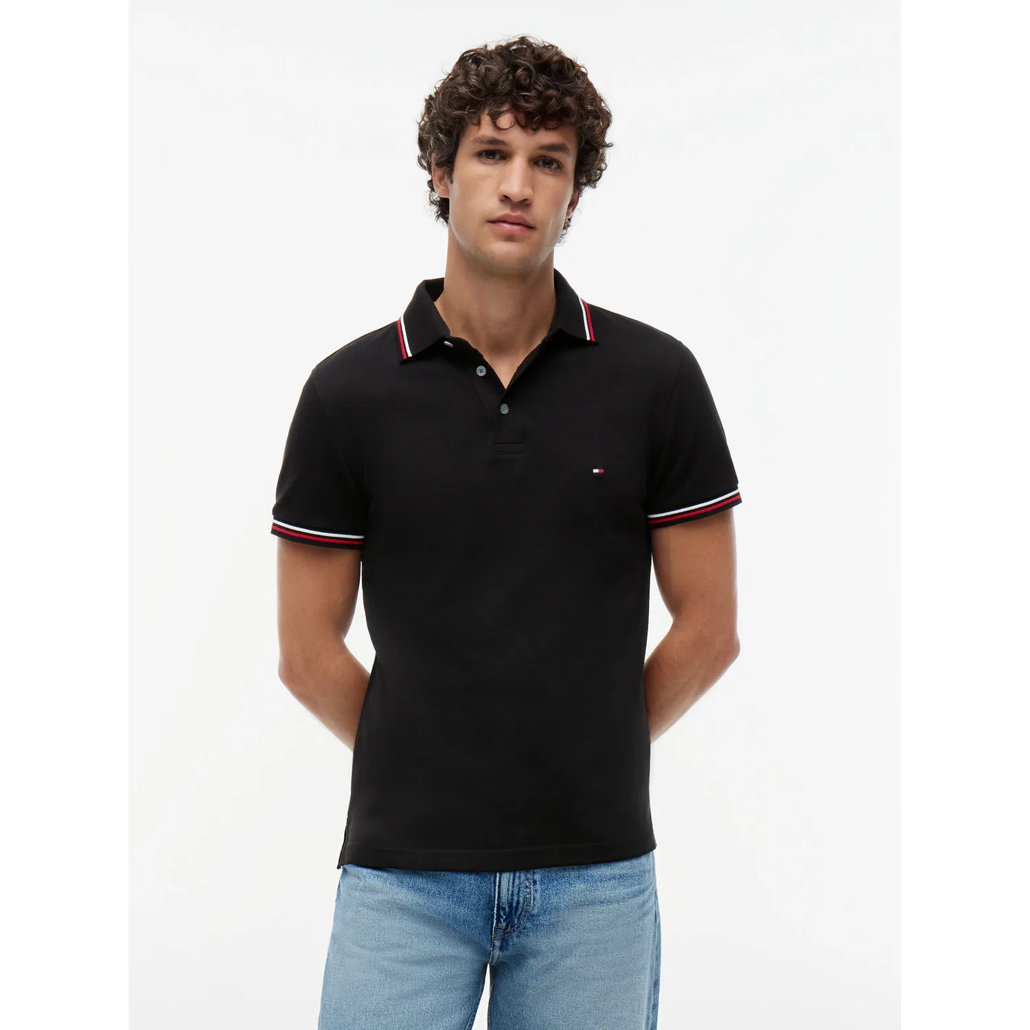 Мужское поло с контрастными деталями Tommy Hilfiger, Black