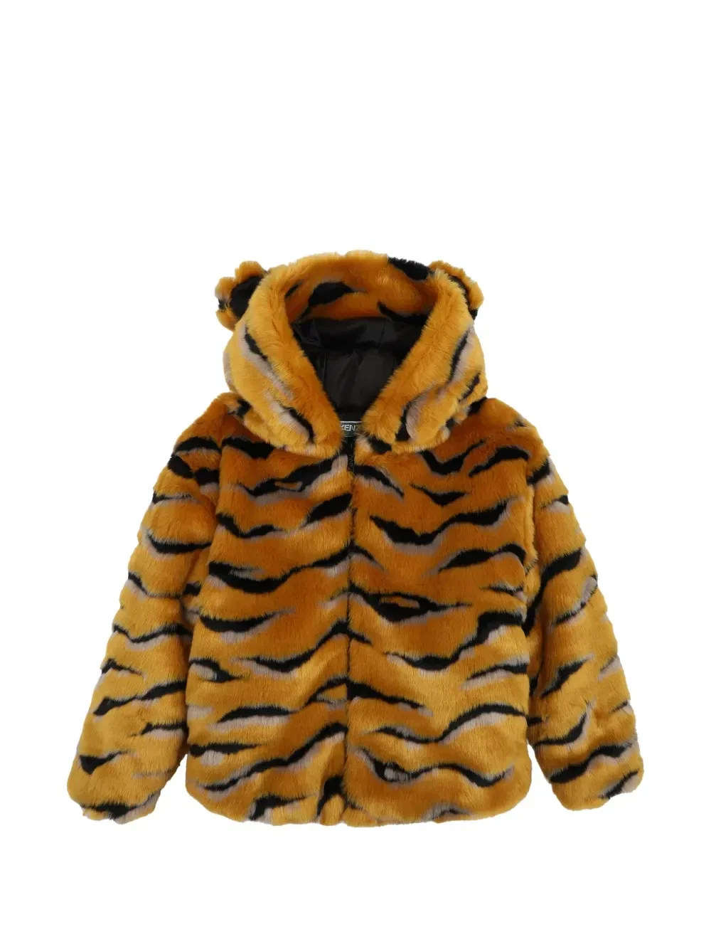 Худи из искусственного меха с тигровым принтом Kenzo Kids, оранжевый