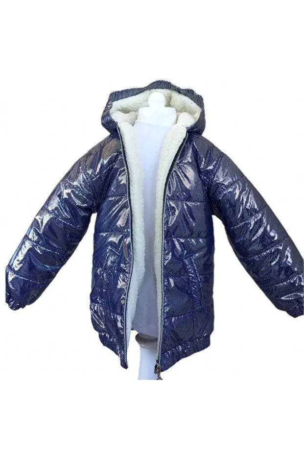 Детское пальто для девочек с капюшоном Vitastoretr, Navy Blue — фото 2