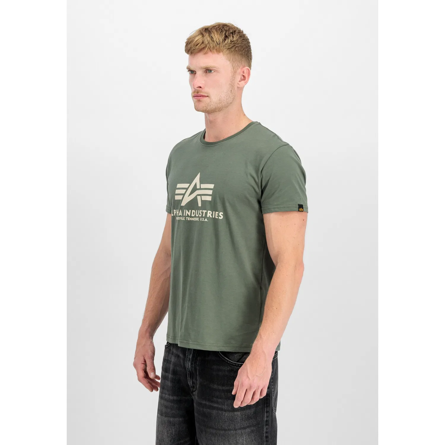 Детская хлопковая футболка Regular Fit Alpha Industries, Vintage Green
