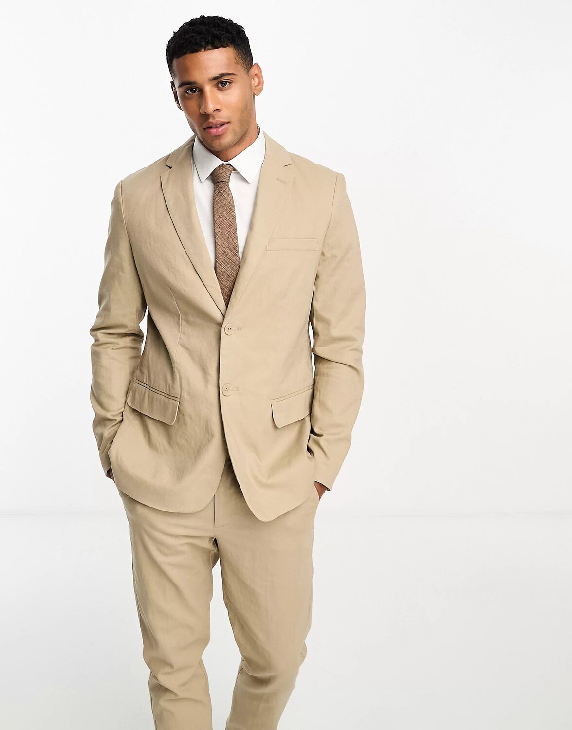 

Пиджак Only & Sons Slim Fit Linen Mix, бежевый