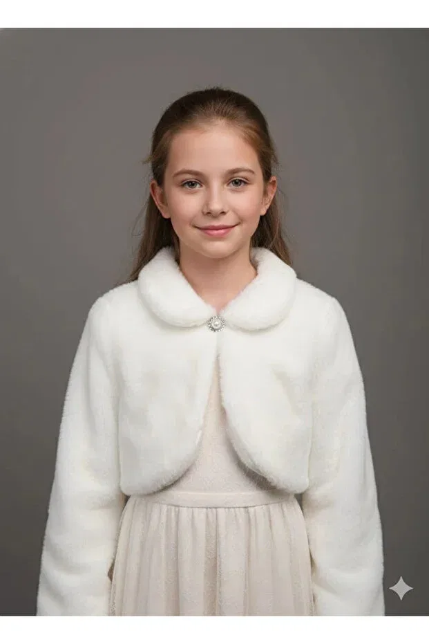 Детское болеро для девочек плюшевое Yonca Çocuk, Nude Color