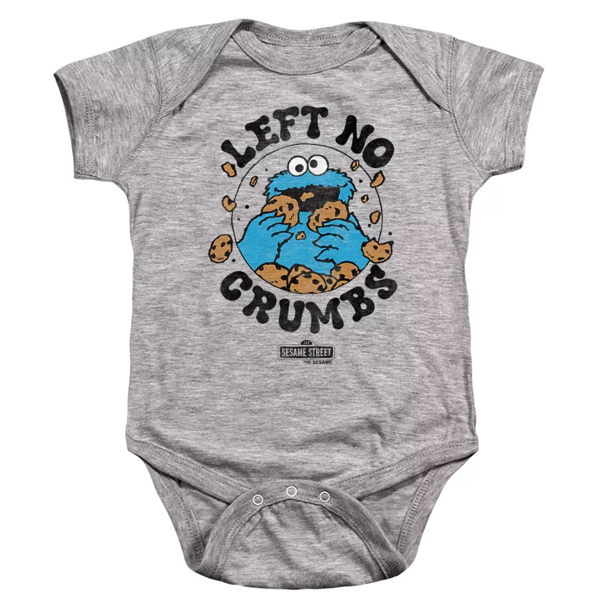 Детское боди с коротким рукавом Cookie Monster He Ate Circle Sesame Street, Athletic Heather