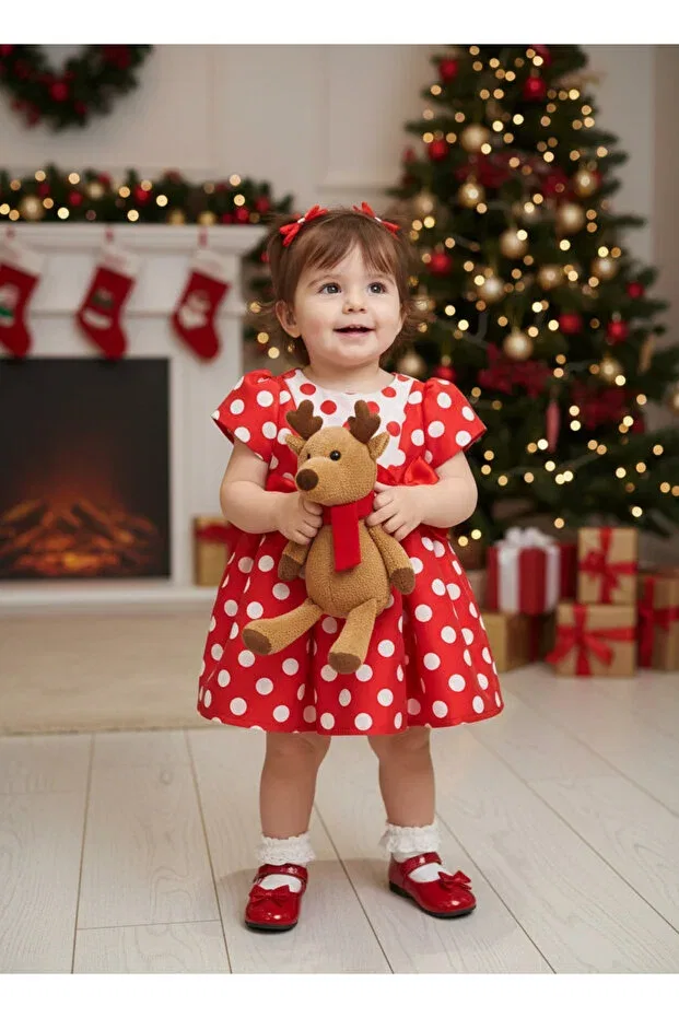 Детское платье для девочек с принтом Polka Dot Jolanda, Red — фото 3