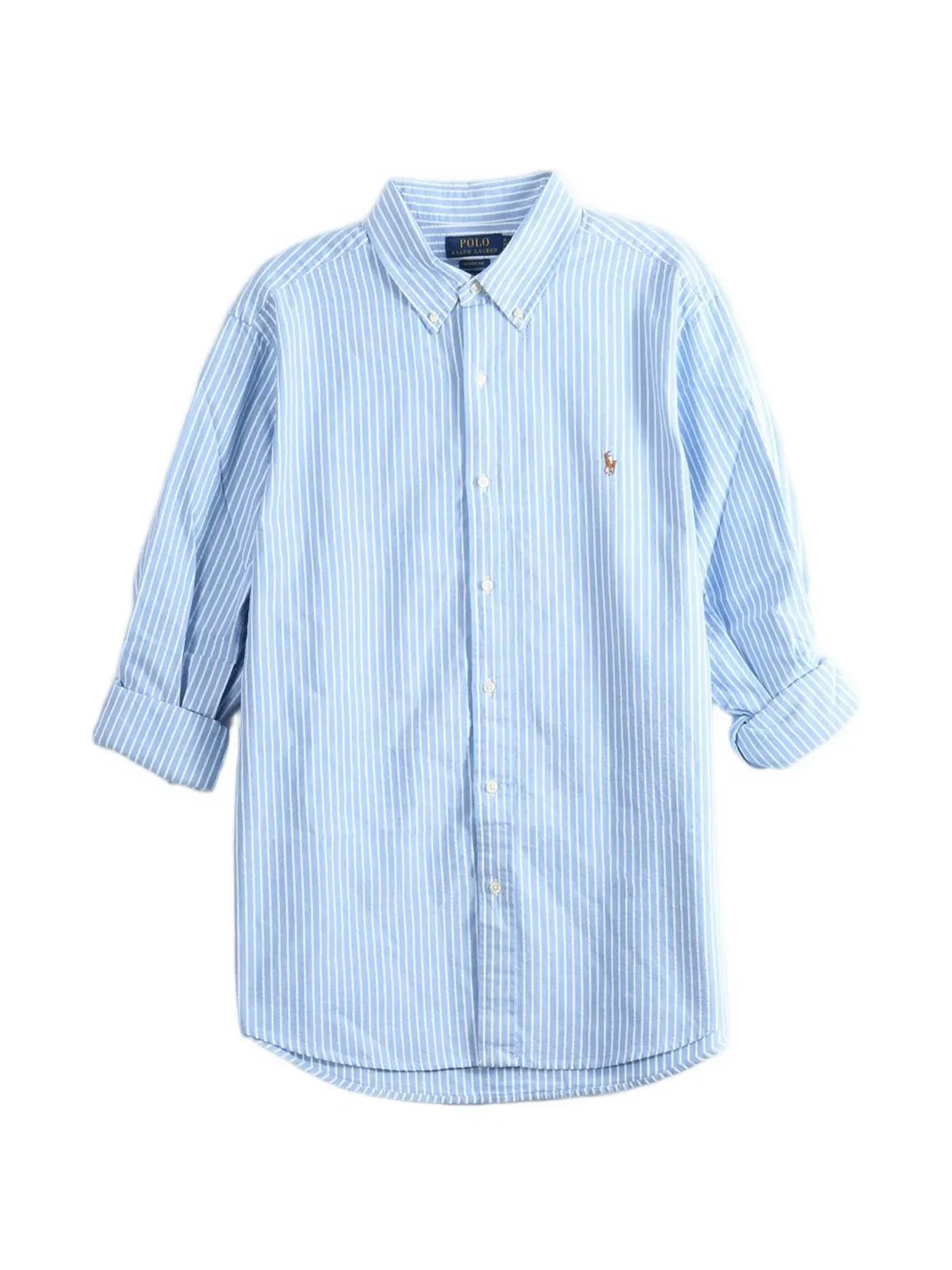 Полосатая рубашка с вышитым логотипом Polo Ralph Lauren, синий