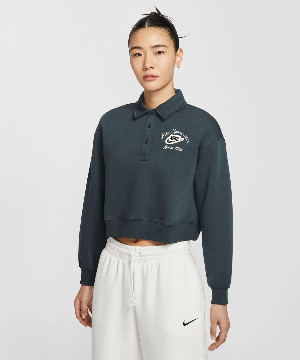 Мужской свитшот с длинным рукавомNIKE NSW PHNX FLC COLLARED PO, Charcoal Grey