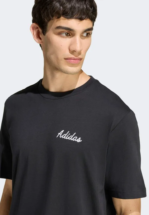 Футболка с оригинальным принтом в виде чаши. Adidas Sportswear, Black — фото 4