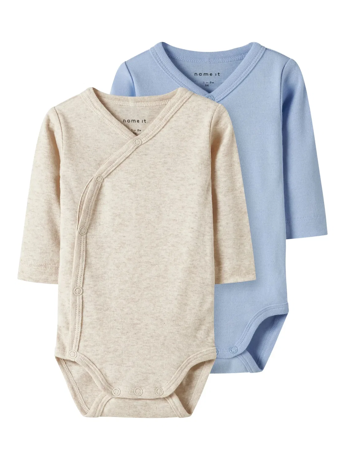 Боди с длинным рукавом, 2 шт, Name it, chambray blue