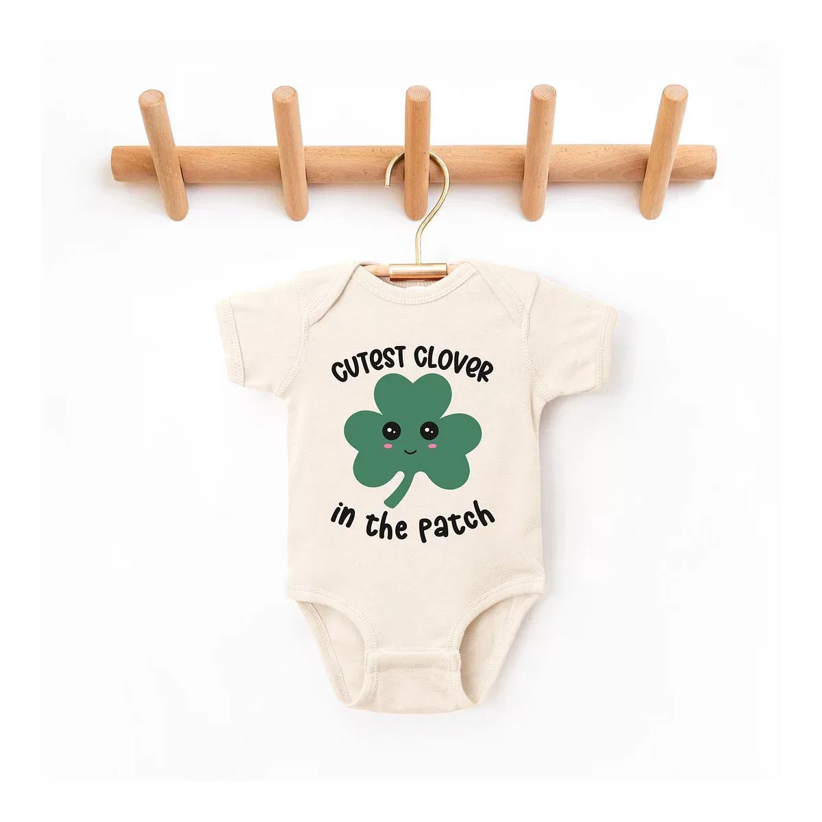 Детский боди с коротким рукавом Cutest Clover The Juniper Shop, Natural
