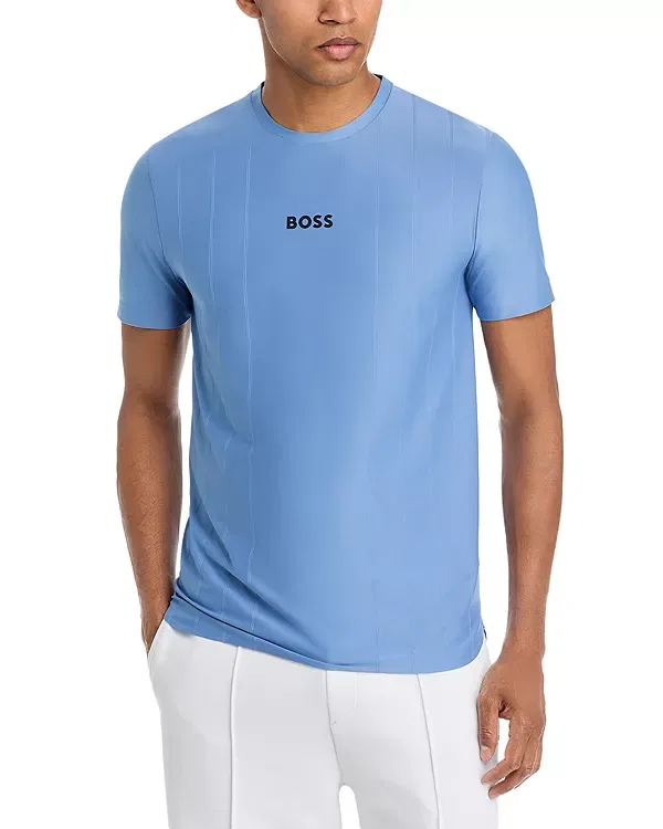 Мужская футболка с принтом Tennis Toc Sport Stripe Logo Boss, Light Pastel Blue