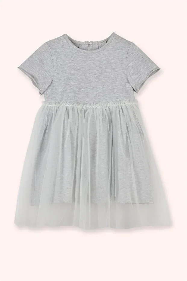 Детское платье для девочек с коротким рукавом Panço, Grey-Melange