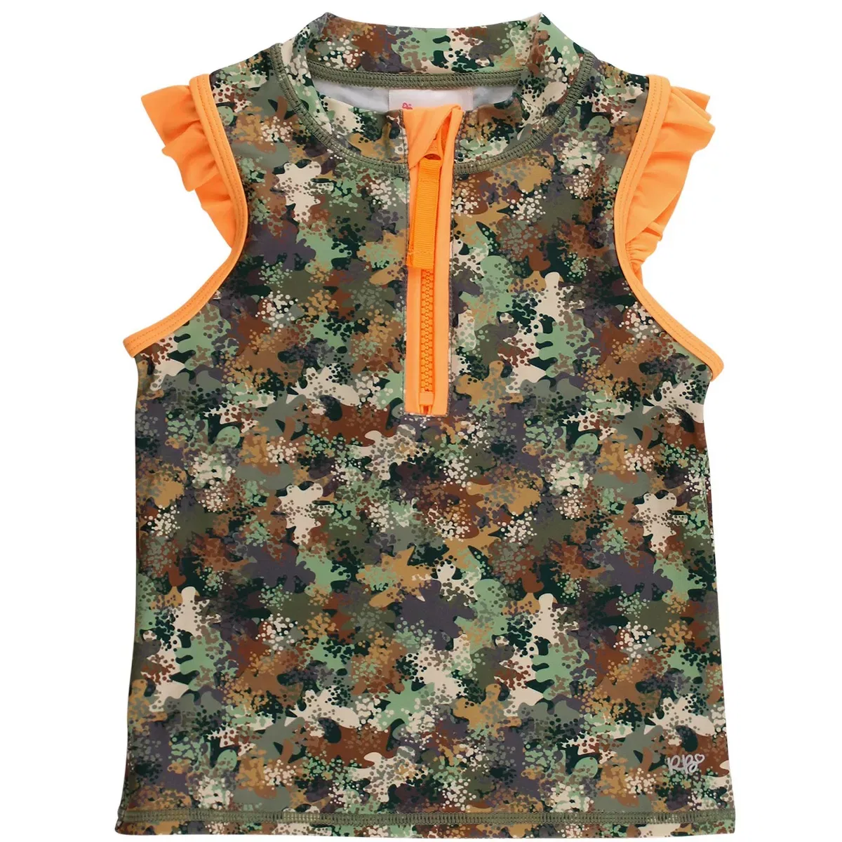 Детский топ без рукавов Hoppy Eggs RuffleButts, Classic Camo