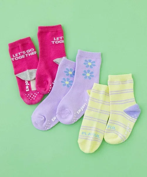 Детские носки с контрастной пяткой, 3 пары, EN-JOY! TSU-EN, devirock, Pink