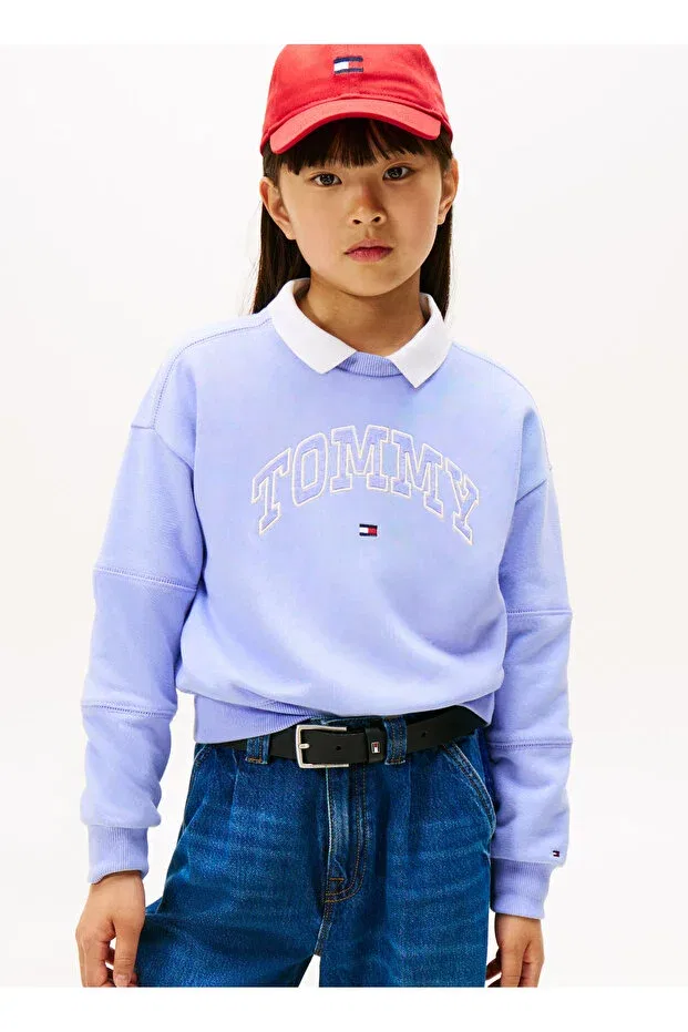 Детское для девочек свитшот с принтом Tommy Hilfiger, Lilac — фото 2
