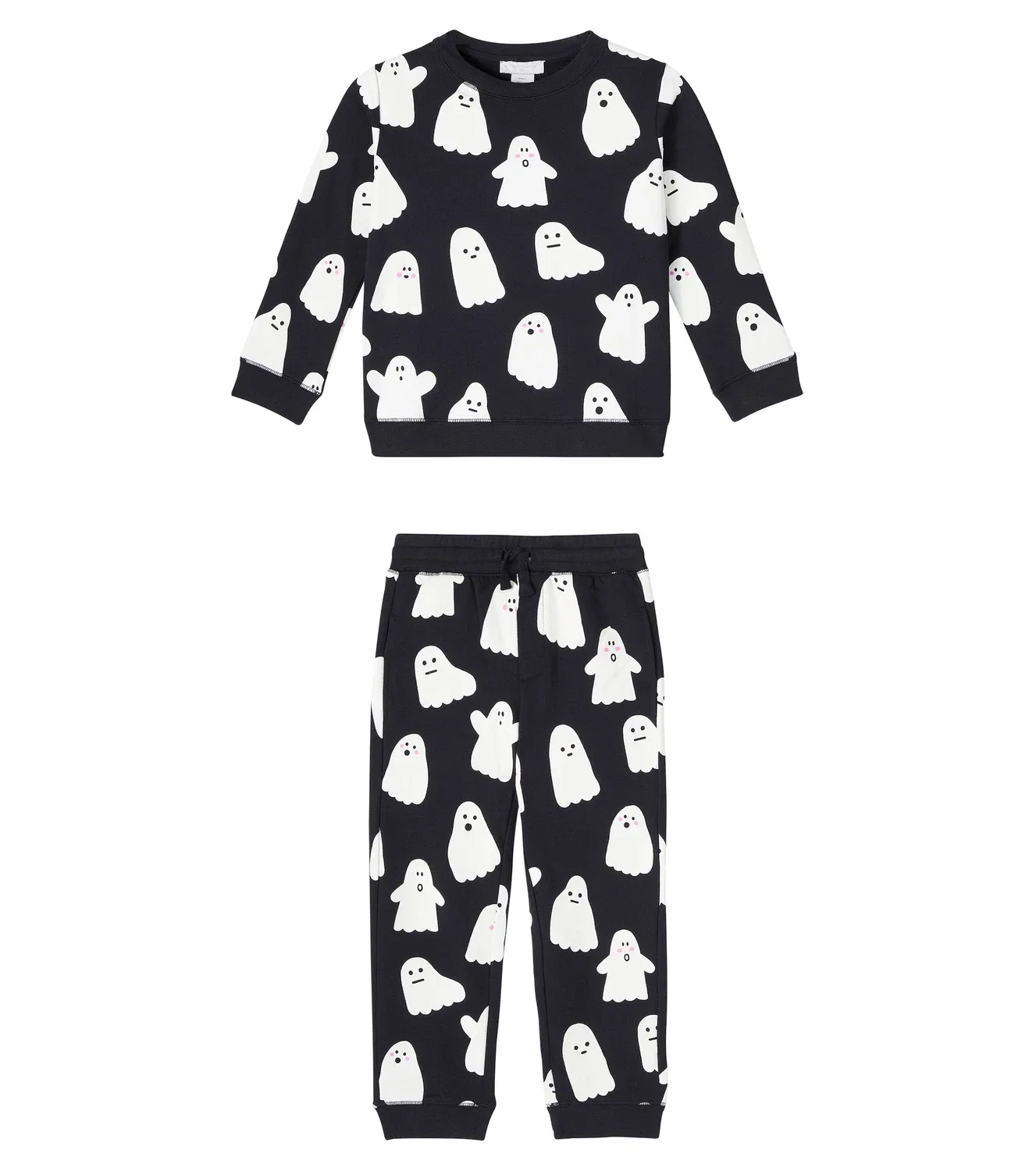 Комплект из свитшота и спортивных штанов из хлопка с принтом Stella Mccartney Kids, черный