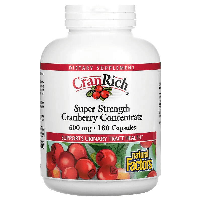 

Концентрат клюквы, 500 мг, 180 капсул, Natural Factors, CranRich, Super Strength