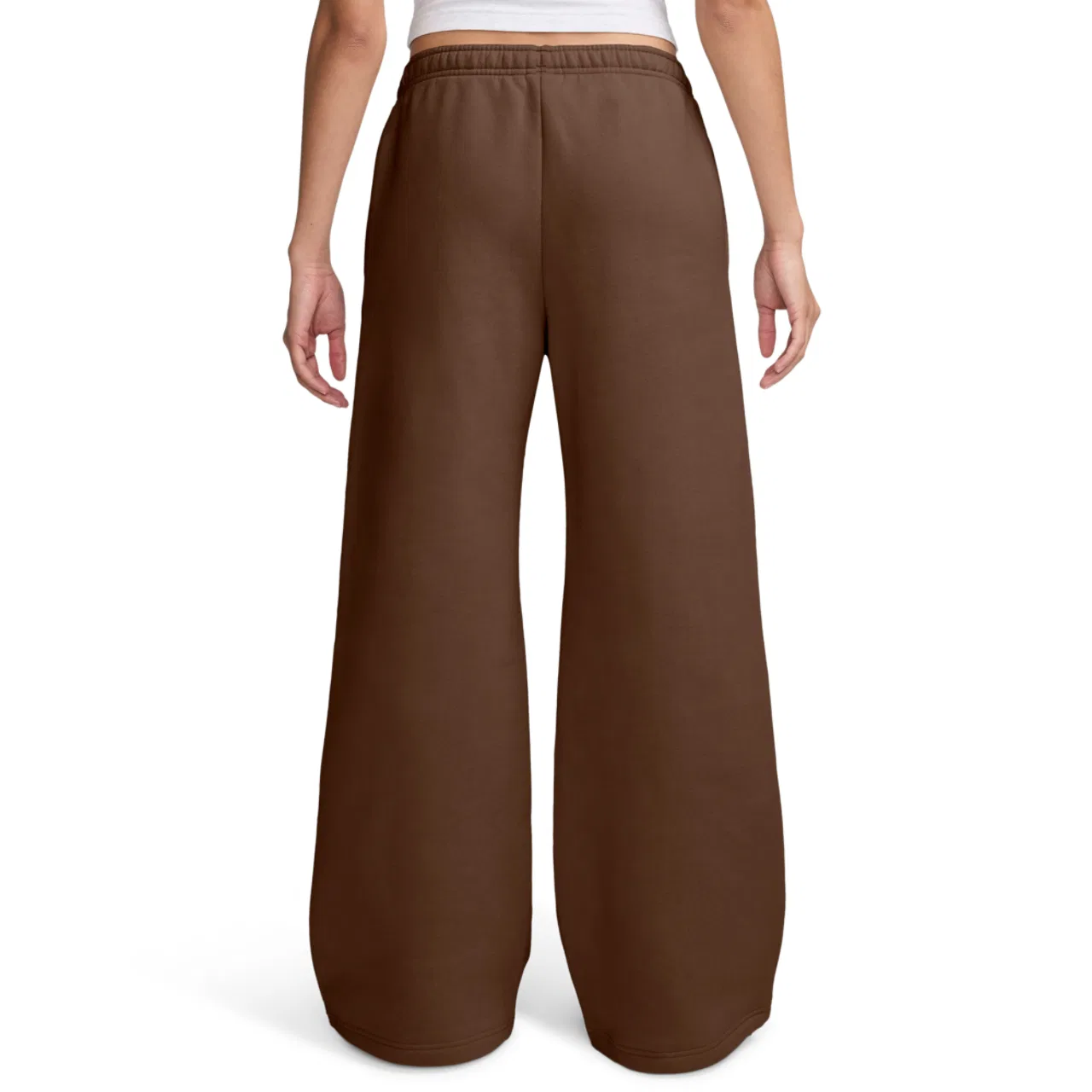 Женские широкие брюки из футера Nike Studio Fleece Wide Leg Pant, Cacao/Sail — фото 2