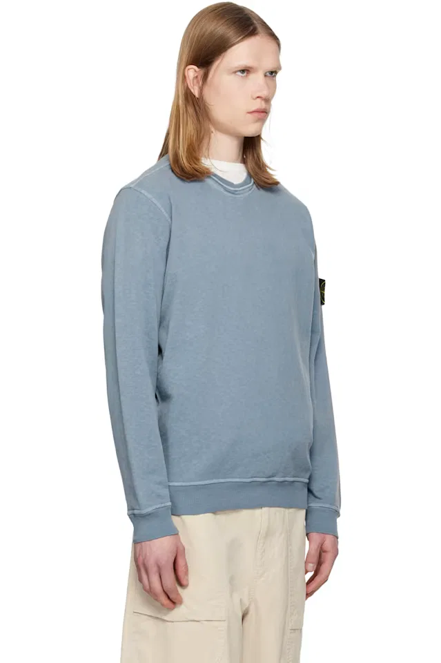Синий свитшот с эффектом состаренности из флиса Malfilé Stone Island — фото 2