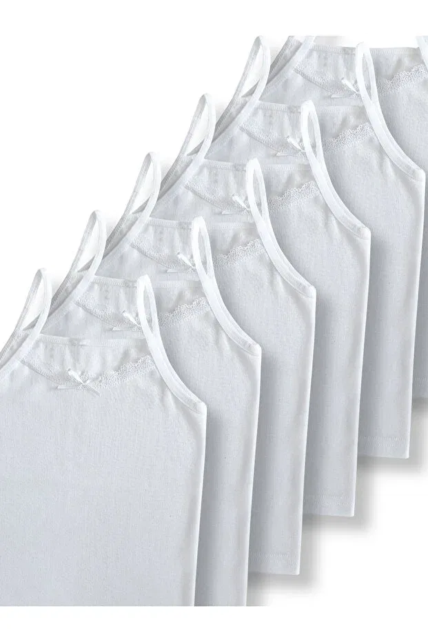 Детская хлопковое майка для девочек 6-pack Panfilia, White