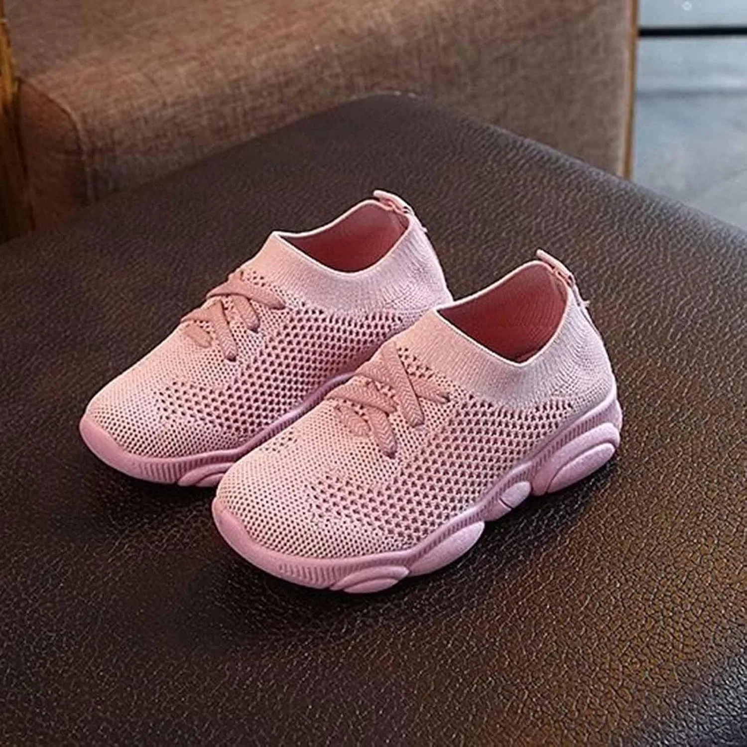 Детские кроссовки для девочек и мальчиков с нескользящей подошвой, Pink — фото 4