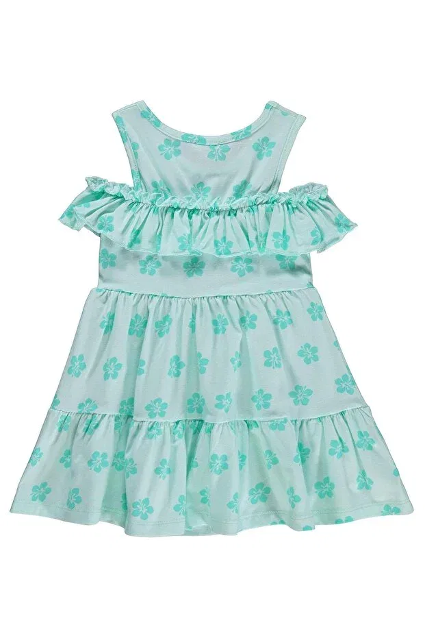 Детское платье для девочек с принтом Floral Patterned Layered Dress Civil Girls, Open Mint — фото 2