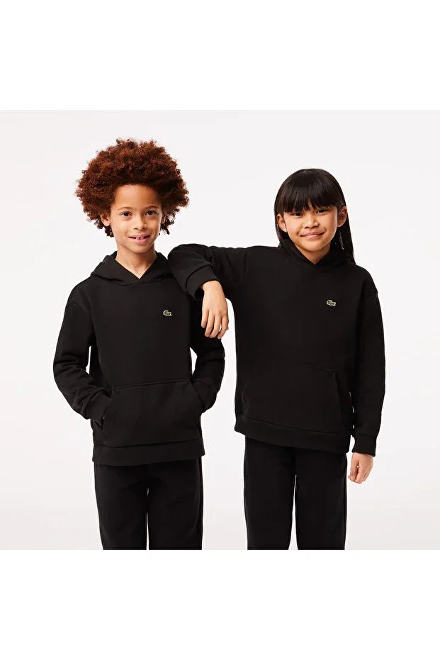 Детское худи с капюшоном с принтом Lacoste, Black
