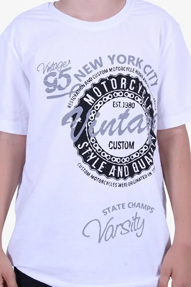 Детский комплект для мальчиков с принтом Vintage 95 summer printed Fyk Collection, White — фото 4
