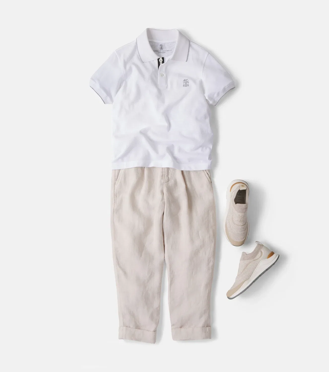 Льняные брюки Brunello Cucinelli Kids, бежевый — фото 2
