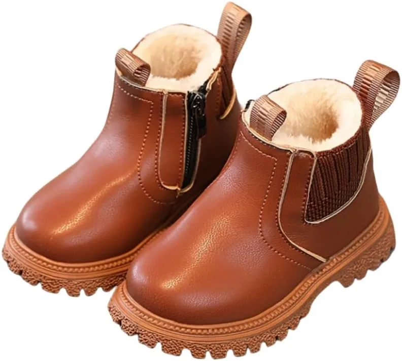 Детские сапоги на молнии с флисом Hhhchpm, Light Brown