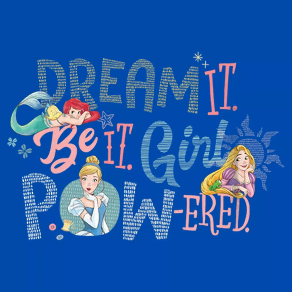 Детская футболка с принтом Dream It Girl Powered Disney, Royal Blue — фото 2