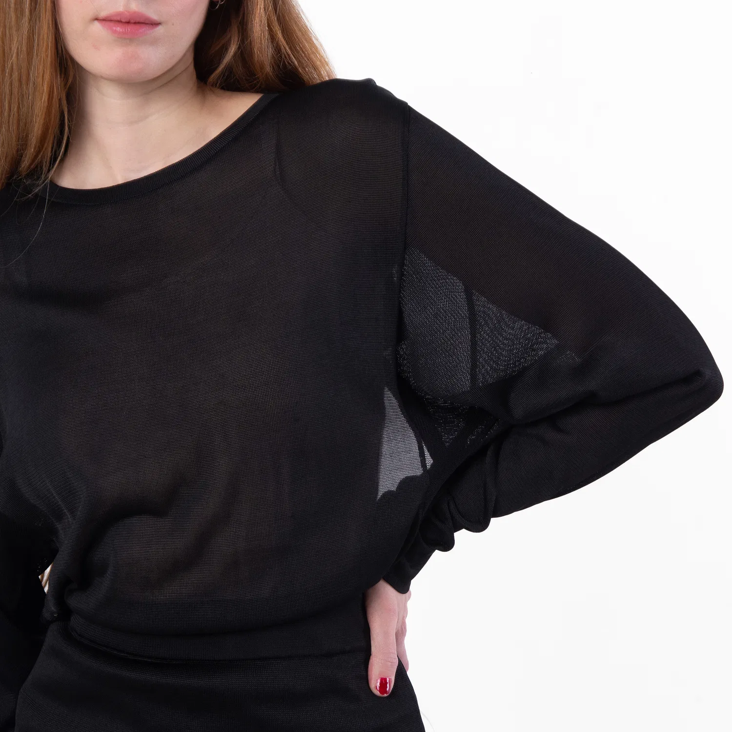 Платье трикотажное с длинным рукавом Black Long-Sleeve Ackless Knit Dress Saint Laurent, Black — фото 2