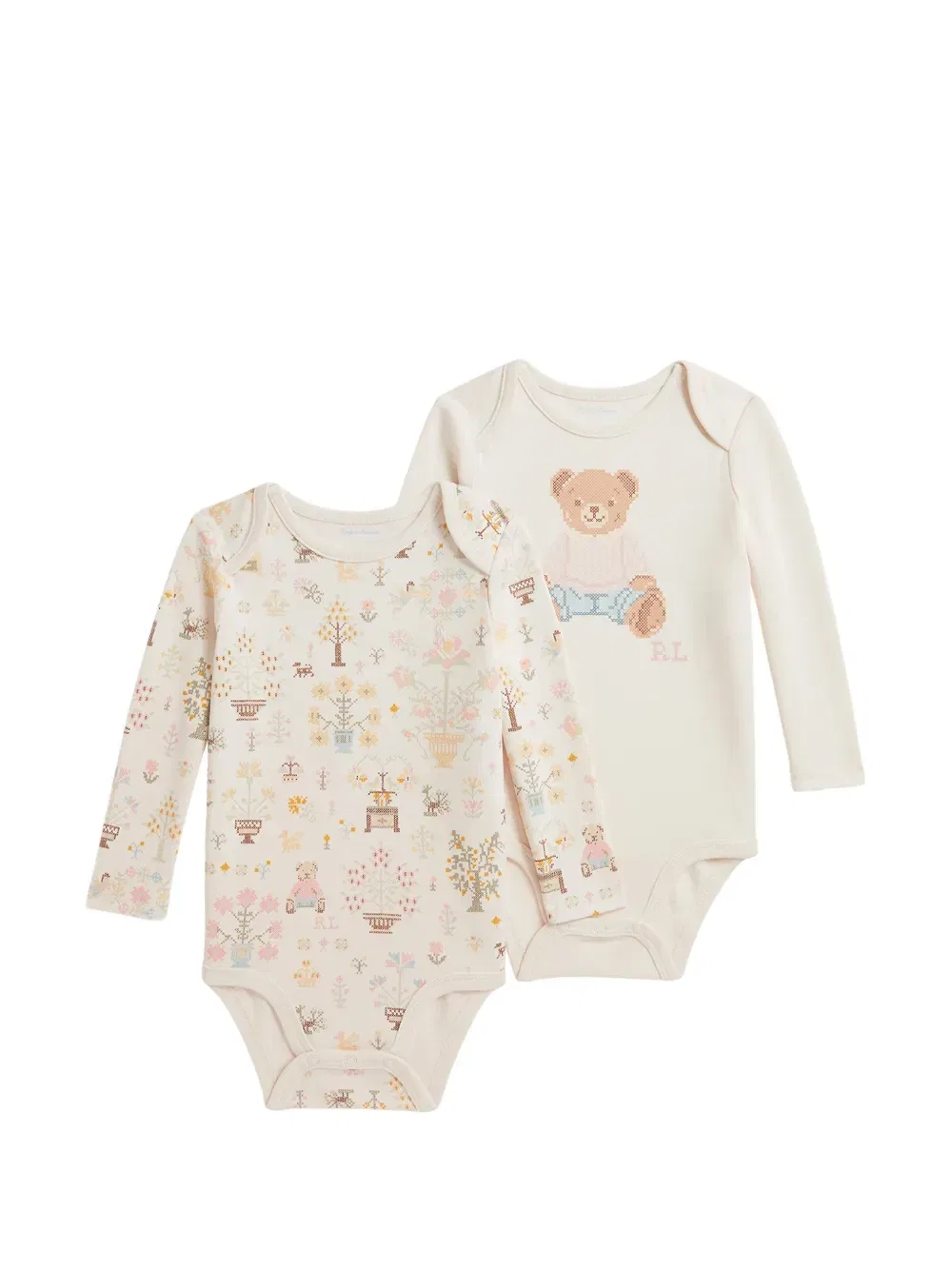 Боди из хлопка Polo Bear комплект из двух штук Polo Ralph Lauren Kids, бежевый
