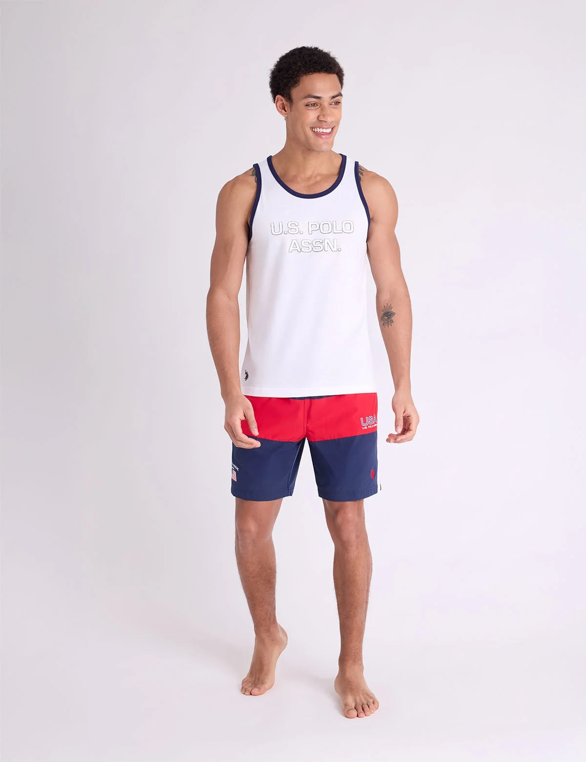 Мужские шорты для плавания U.S. Polo Assn. 7" USA Colorblock, классический темно-синий — фото 3