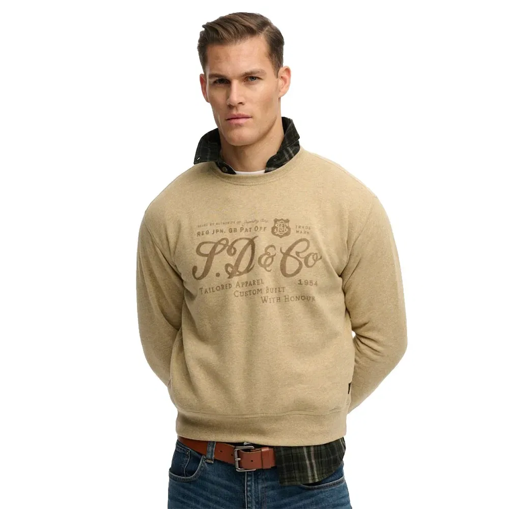 Свитшот свободного кроя Superdry Industry Worker Loose Crew, бежевый