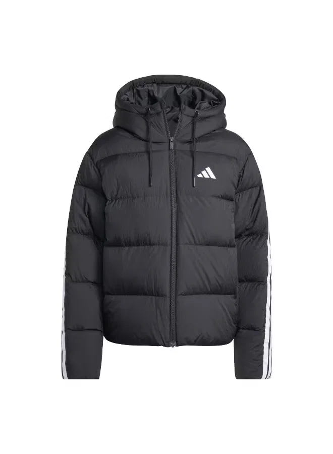 Пуховик с капюшоном Essentials climawarm 3 stripes Adidas, черный