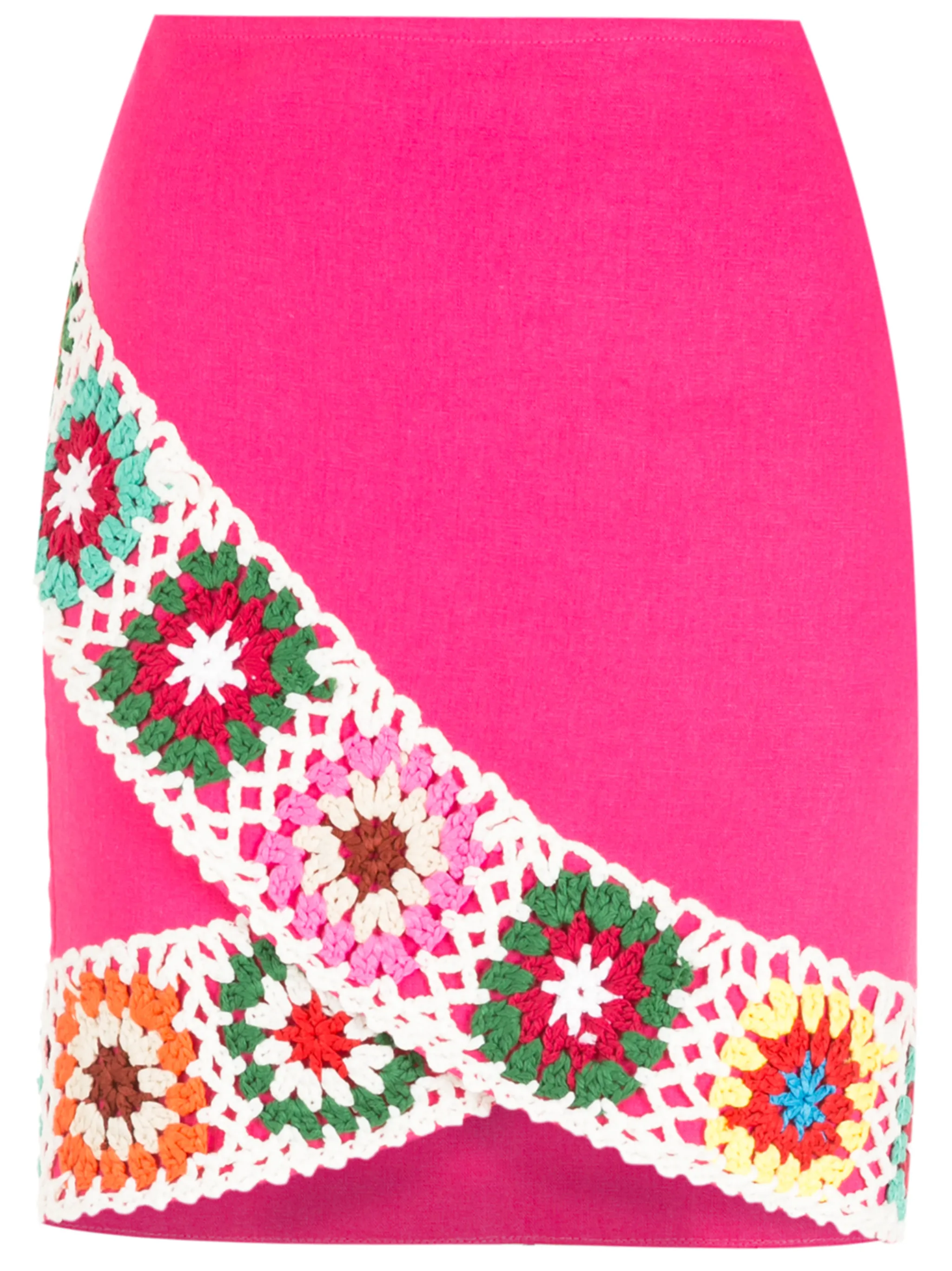 

Юбка мини с запахом и отделкой в технике кроше Olympiah, розовый