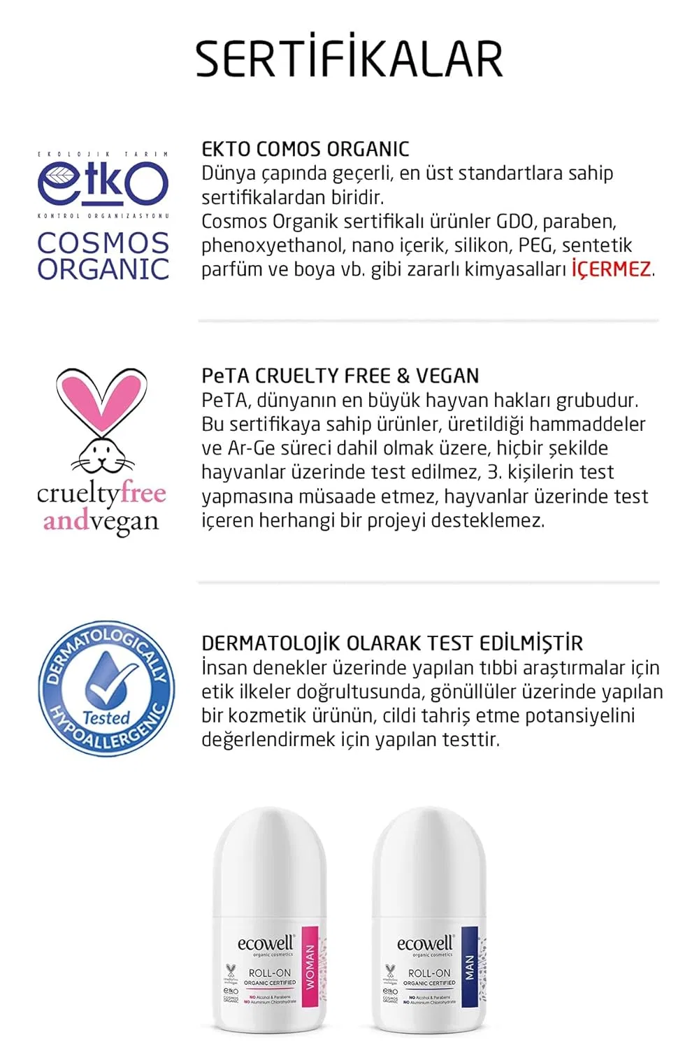 Роликовый дезодорант Ecowell Organic Roll-On, 75 мл — фото 4