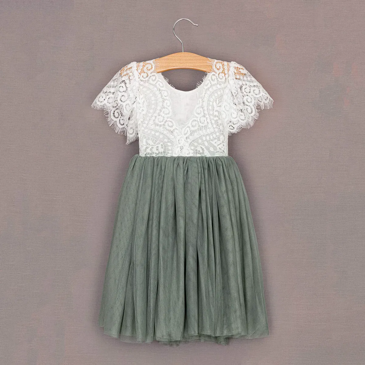 Детское платье с летящим рукавом Bohemian Flutter Tea Dress Uk Flower Girl Boutique, Green — фото 4