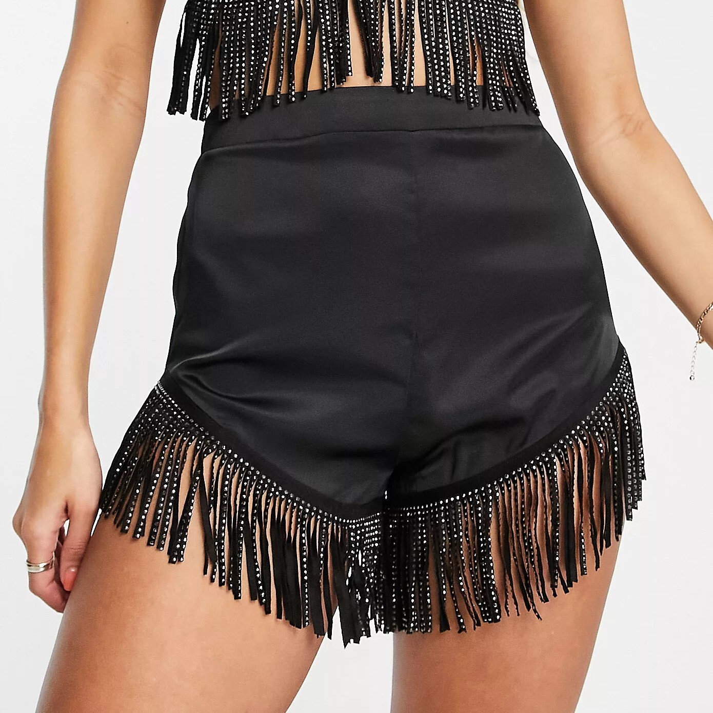 

Шорты Asos Design Embellished Tassel Beach Co Ord, черный