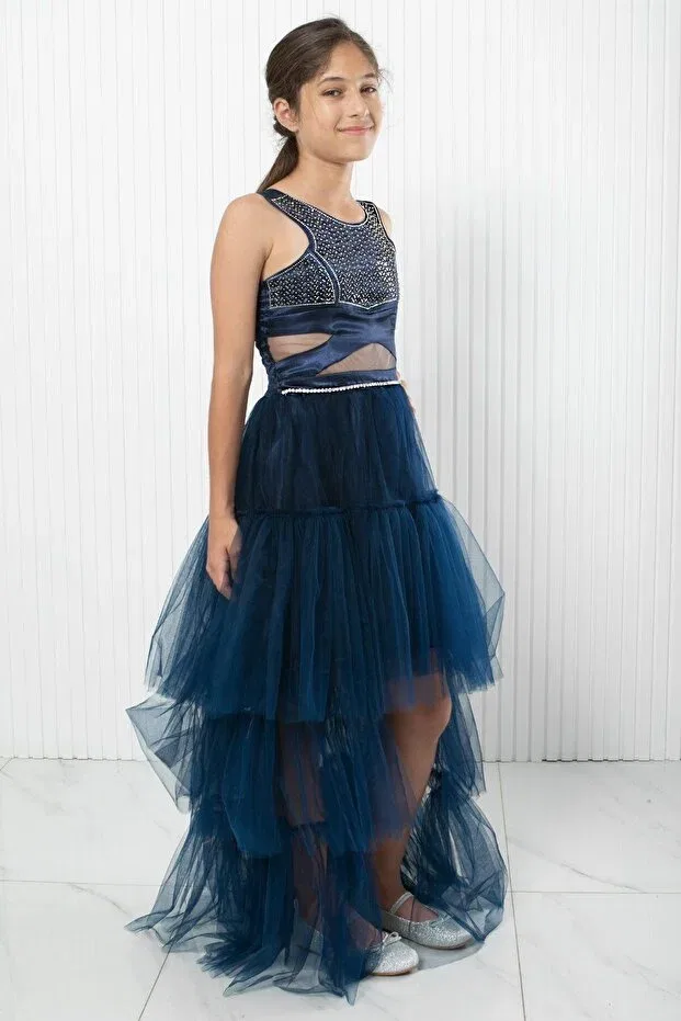 Детское вечернее платье для девочек с вышивкой Prom / Bridesmaid Denimini, Navy Blue — фото 3